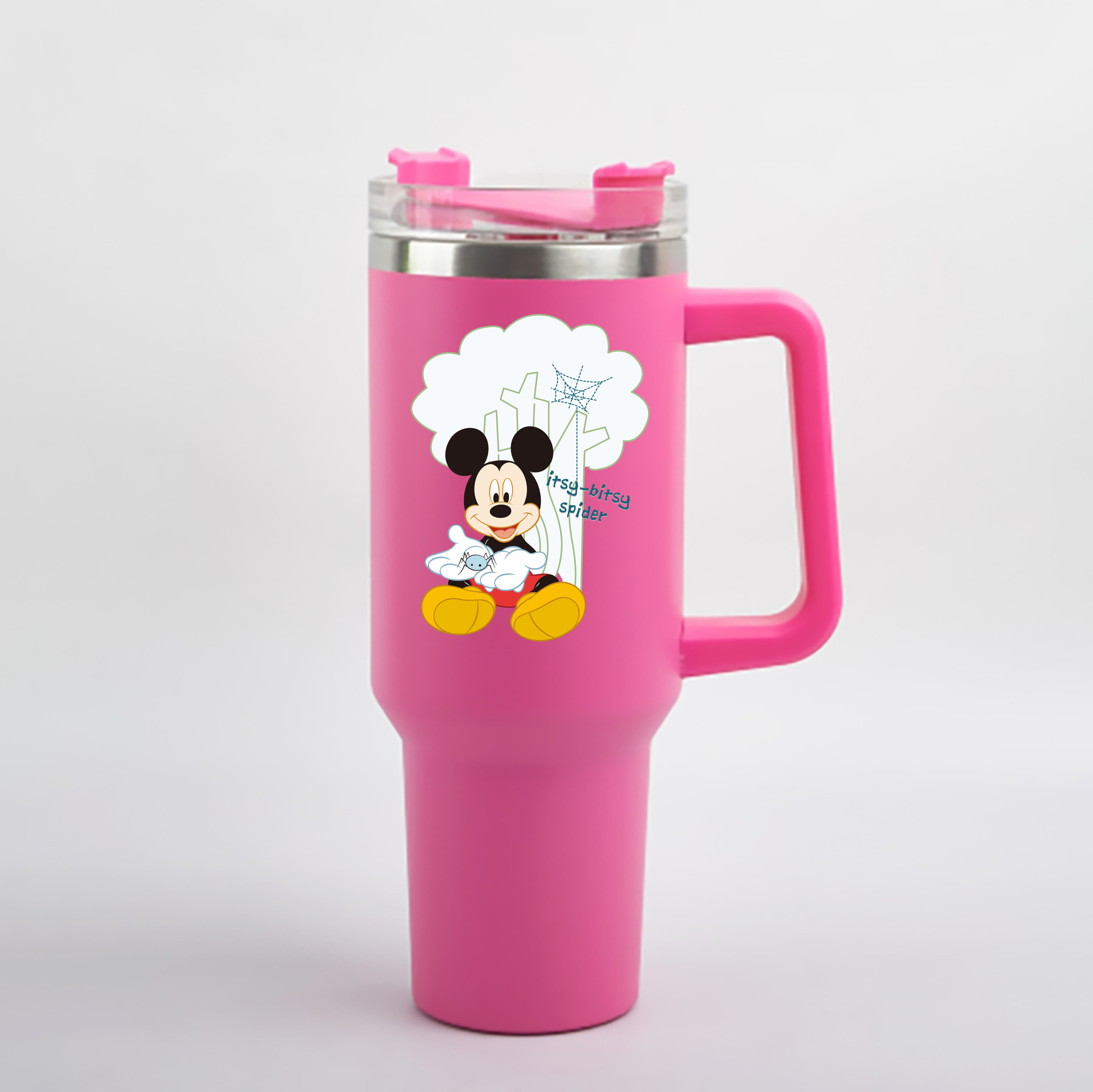 （画像用） ミッキーマウス Mickey Mouse 1200mL車用タンブラー - クリスタルステッカー（プラスチックストロー付き）